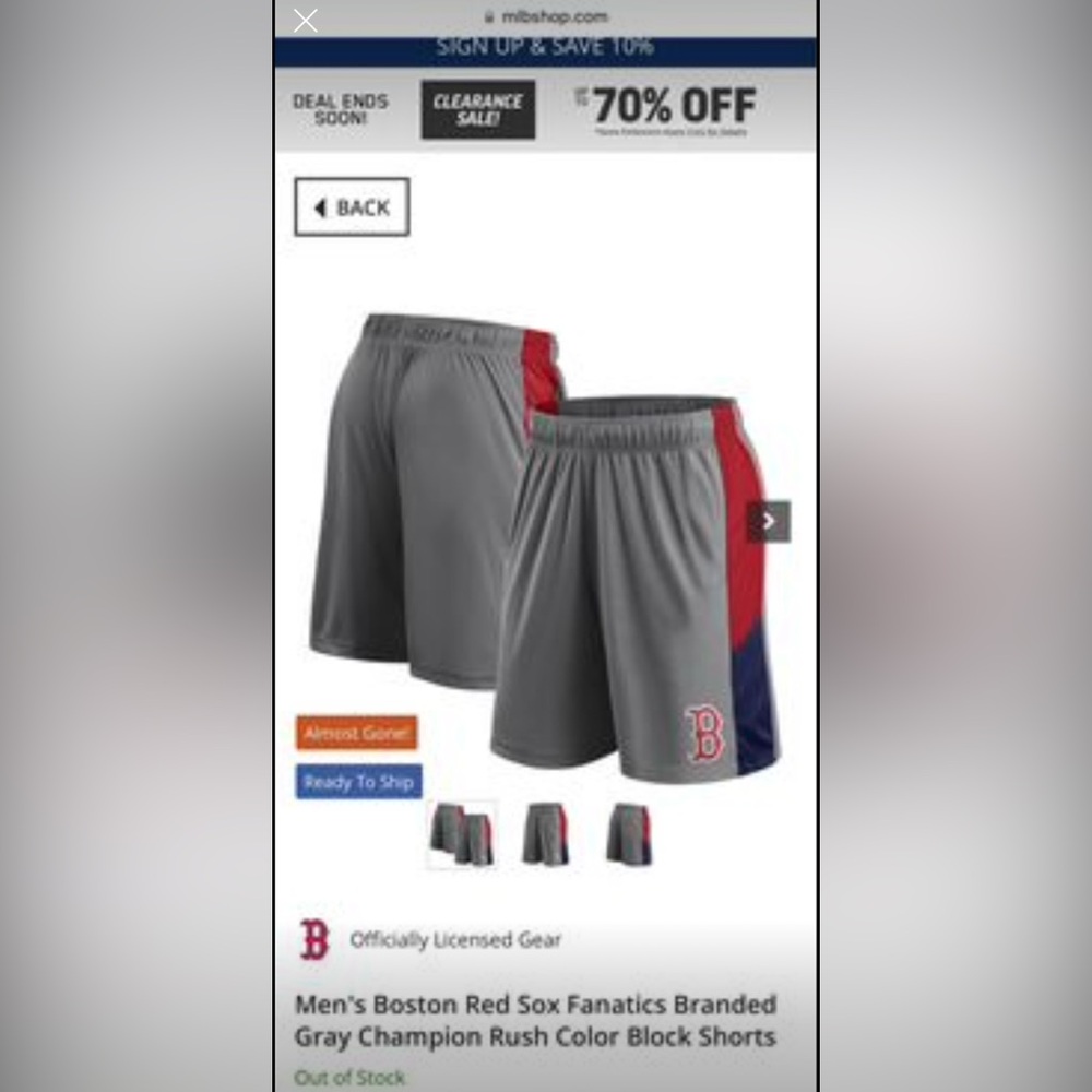 NEW men’s Red Sox athletic shorts, size large